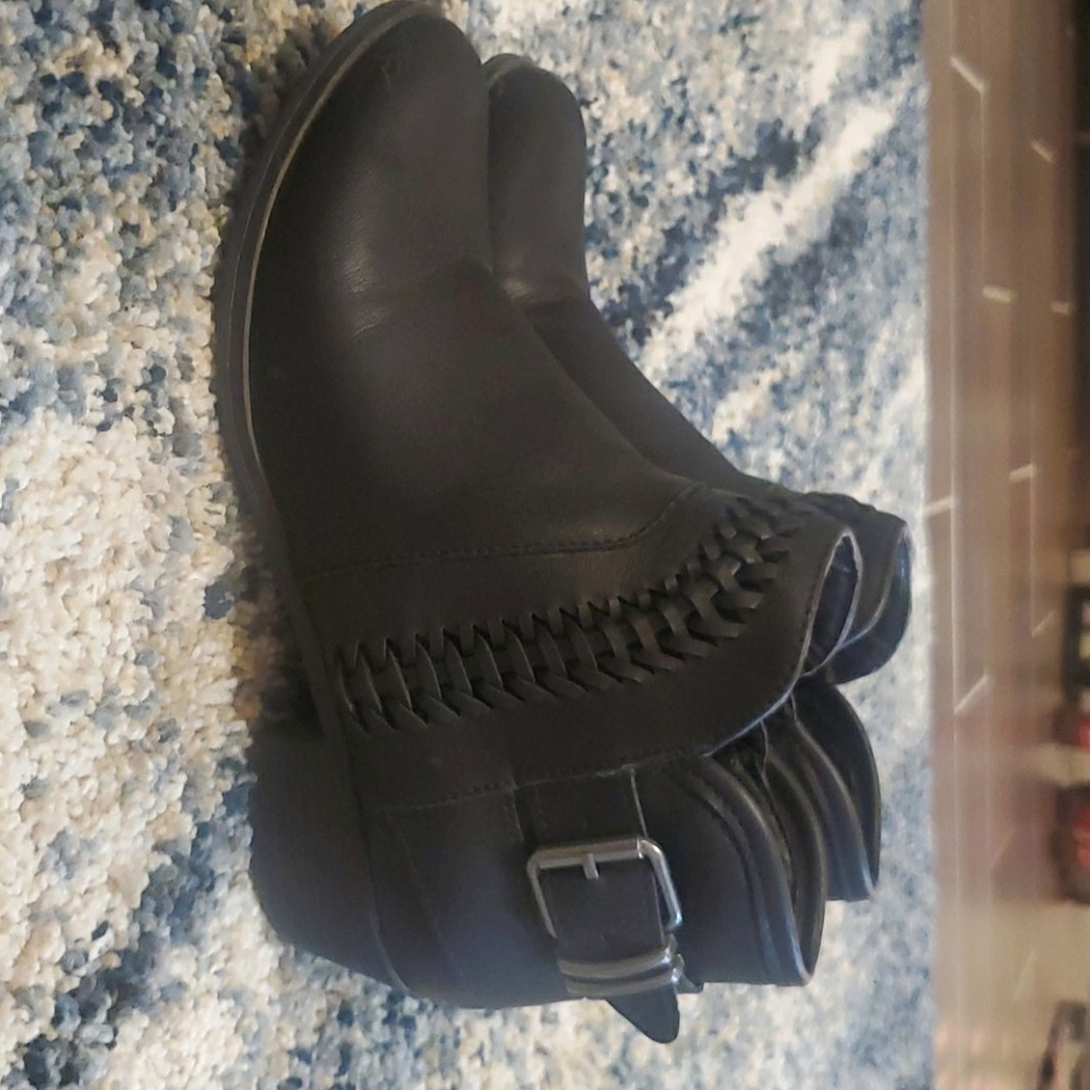 Black leather booties